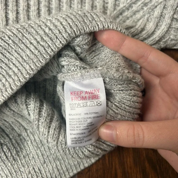 Urban Outfitters Sweater M Gray Big Sur Crop Pullover Rib Knit Long Sleeves - Picture 4 of 7